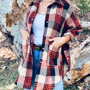 NWT Amoli Plaid Button Down Shirt Jacket